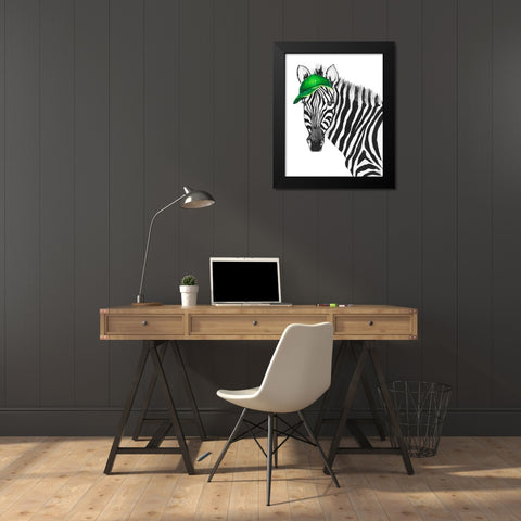 Sporty Zebra Black Modern Wood Framed Art Print by Medley, Elizabeth