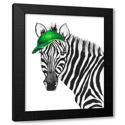 Sporty Zebra Black Modern Wood Framed Art Print with Double Matting by Medley, Elizabeth