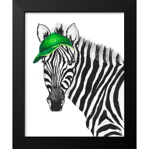 Sporty Zebra Black Modern Wood Framed Art Print by Medley, Elizabeth