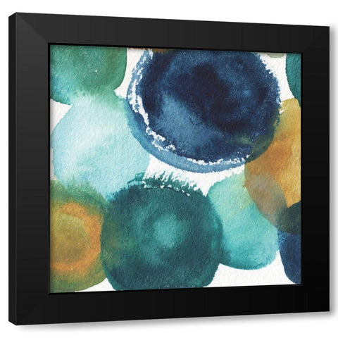 Teal Watermarks Square I Black Modern Wood Framed Art Print with Double Matting by Medley, Elizabeth