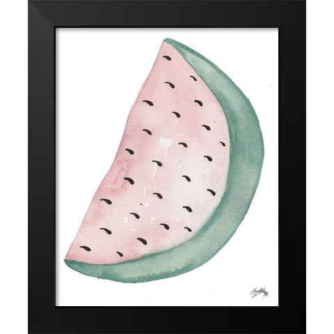 A Watermelon Black Modern Wood Framed Art Print by Medley, Elizabeth