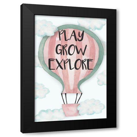 Play Grow Explore Black Modern Wood Framed Art Print with Double Matting by Medley, Elizabeth