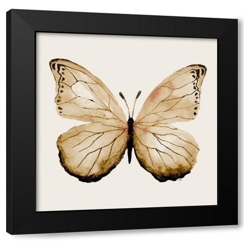Butterfly of Gold I Black Modern Wood Framed Art Print with Double Matting by Medley, Elizabeth