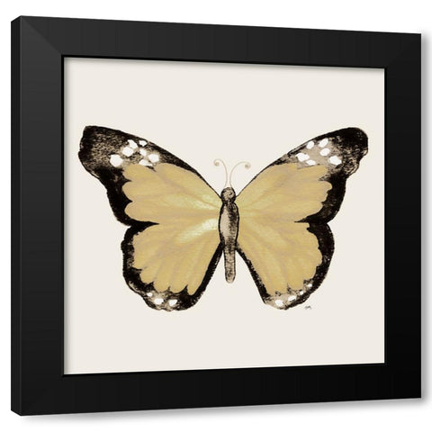 Butterfly of Gold III Black Modern Wood Framed Art Print with Double Matting by Medley, Elizabeth