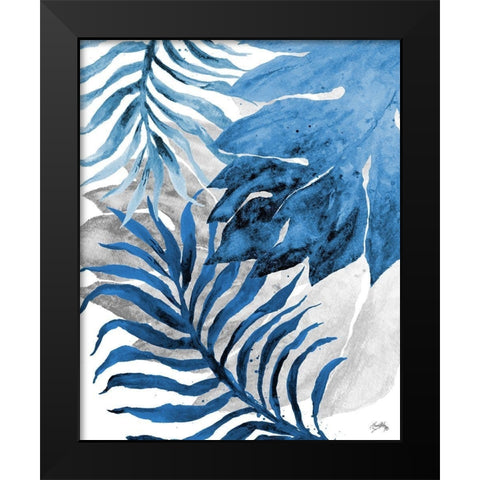 Blue Fern and Leaf II Black Modern Wood Framed Art Print by Medley, Elizabeth