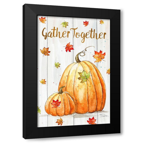 Gather Together Pumpkin Black Modern Wood Framed Art Print with Double Matting by Pinto, Patricia