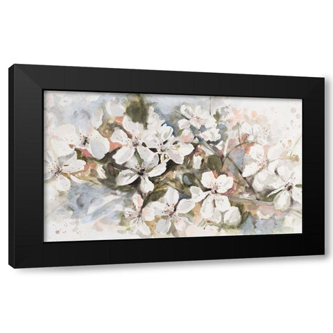 Peach Blossom Black Modern Wood Framed Art Print by Pinto, Patricia