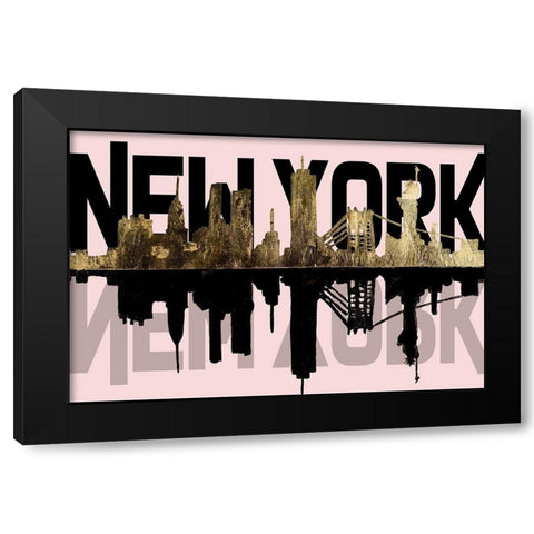 Pink, NY Black Modern Wood Framed Art Print with Double Matting by Pinto, Patricia