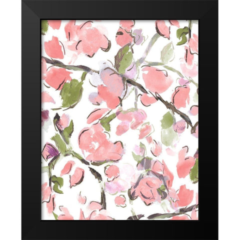 Spring Floral In Pink Black Modern Wood Framed Art Print by Hewitt, L.