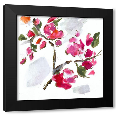 Spring Floral II Black Modern Wood Framed Art Print with Double Matting by Hewitt, L.