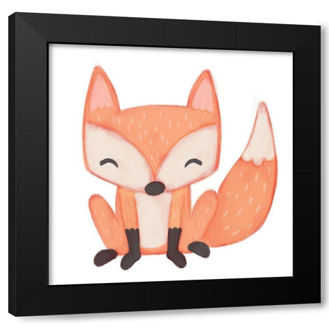 Fox Black Modern Wood Framed Art Print by Josefina