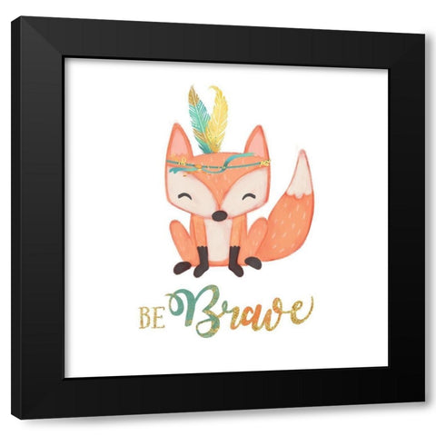 Be Brave Black Modern Wood Framed Art Print with Double Matting by Josefina