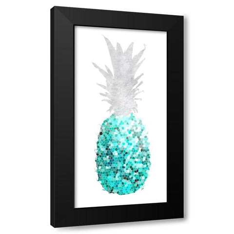 Blue Pineapple Mosaics Black Modern Wood Framed Art Print with Double Matting by Metz, Andi