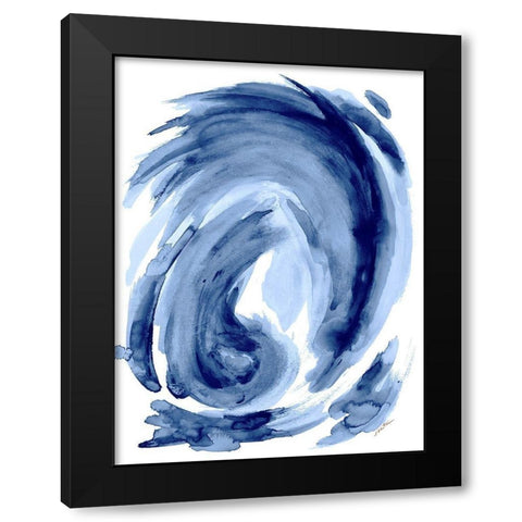 Blue Swirl I Black Modern Wood Framed Art Print by Hewitt, L.