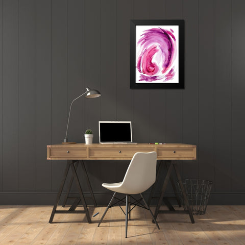 Pink Swirl I Black Modern Wood Framed Art Print by Hewitt, L.