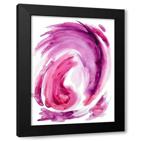 Pink Swirl I Black Modern Wood Framed Art Print by Hewitt, L.