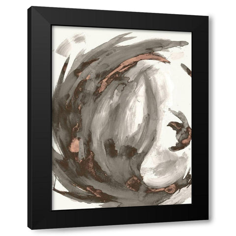 Muted Swirl II Black Modern Wood Framed Art Print with Double Matting by Hewitt, L.