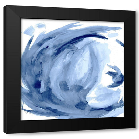 Blue Swirl Square II Black Modern Wood Framed Art Print by Hewitt, L.