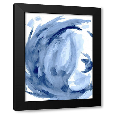 Blue Swirl II Black Modern Wood Framed Art Print by Hewitt, L.