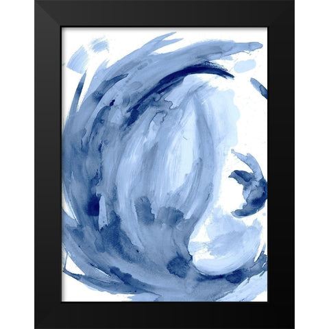 Blue Swirl II Black Modern Wood Framed Art Print by Hewitt, L.