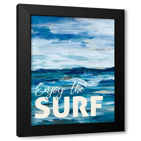 Enjoy The Surf Black Modern Wood Framed Art Print with Double Matting by Hewitt, L.