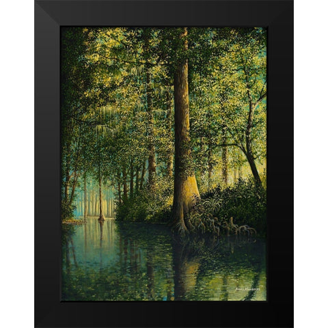 Peaceful River Black Modern Wood Framed Art Print by Nawrocke, Bruce