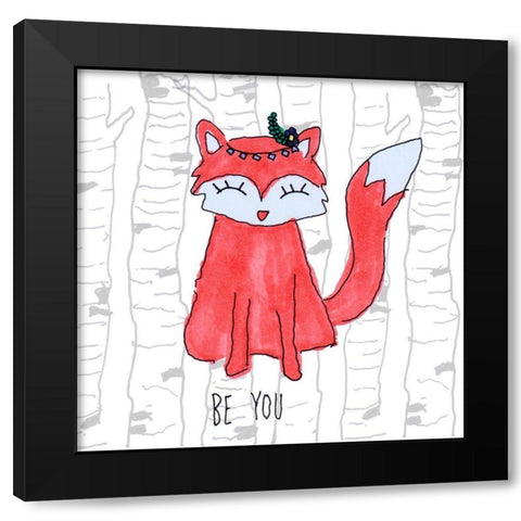 Be You Fox Black Modern Wood Framed Art Print by Torres, Melanie