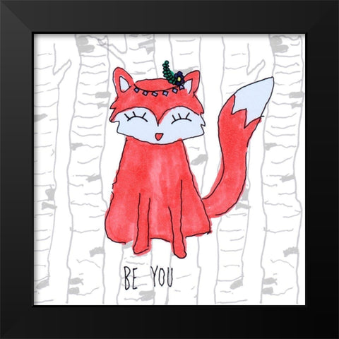 Be You Fox Black Modern Wood Framed Art Print by Torres, Melanie