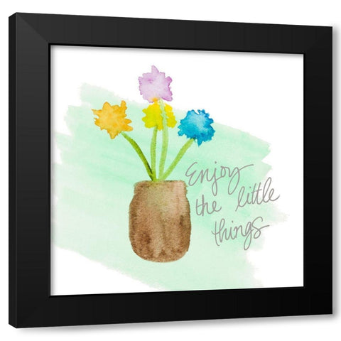 Enjoy The Little Things Black Modern Wood Framed Art Print with Double Matting by Torres, Melanie