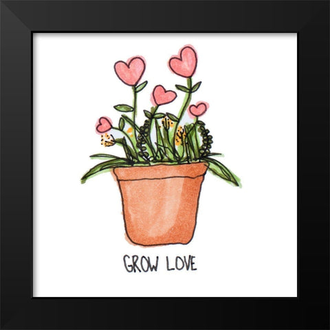 Grow Love Black Modern Wood Framed Art Print by Torres, Melanie