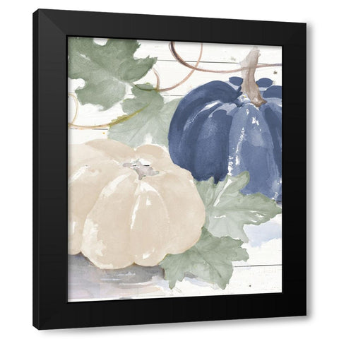 Blue And White Pumpkins Black Modern Wood Framed Art Print with Double Matting by Loreth, Lanie