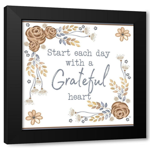 Brown Leaves Inspiration I Black Modern Wood Framed Art Print with Double Matting by Metz, Andi