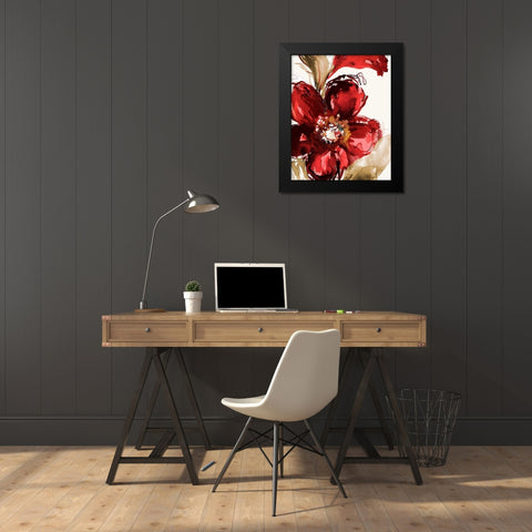 Bright Red Bloom I Black Modern Wood Framed Art Print by Loreth, Lanie