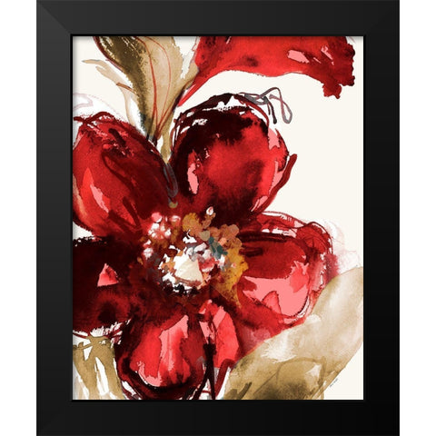 Bright Red Bloom I Black Modern Wood Framed Art Print by Loreth, Lanie