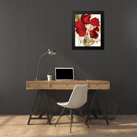 Bright Red Bloom II Black Modern Wood Framed Art Print by Loreth, Lanie
