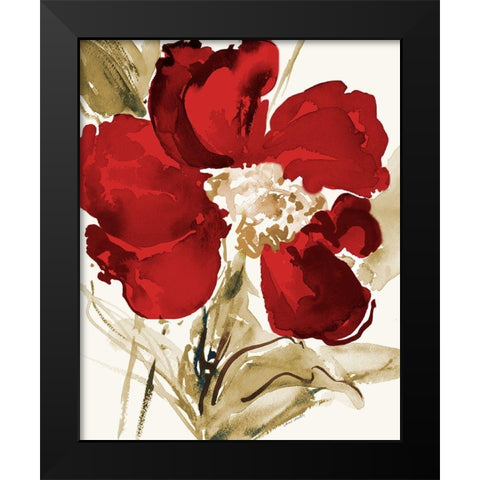 Bright Red Bloom II Black Modern Wood Framed Art Print by Loreth, Lanie