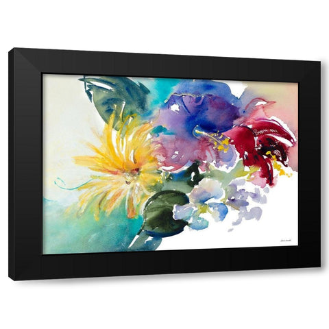 Tropical Breeze Floral Black Modern Wood Framed Art Print with Double Matting by Loreth, Lanie