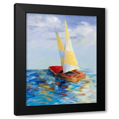 Red Sailboat Black Modern Wood Framed Art Print by Loreth, Lanie