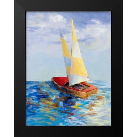 Red Sailboat Black Modern Wood Framed Art Print by Loreth, Lanie