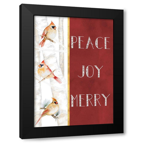 Peace Joy Merry Black Modern Wood Framed Art Print with Double Matting by Gaynor, Janice
