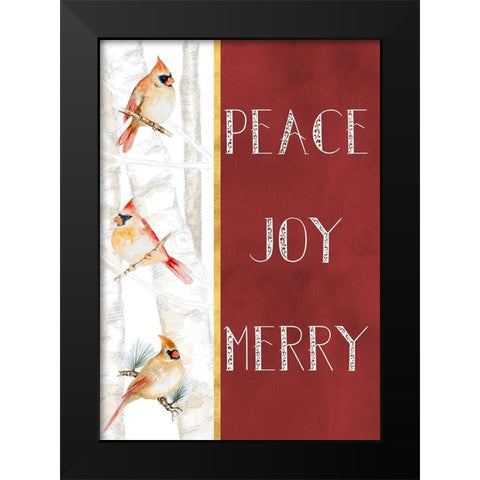Peace Joy Merry Black Modern Wood Framed Art Print by Gaynor, Janice