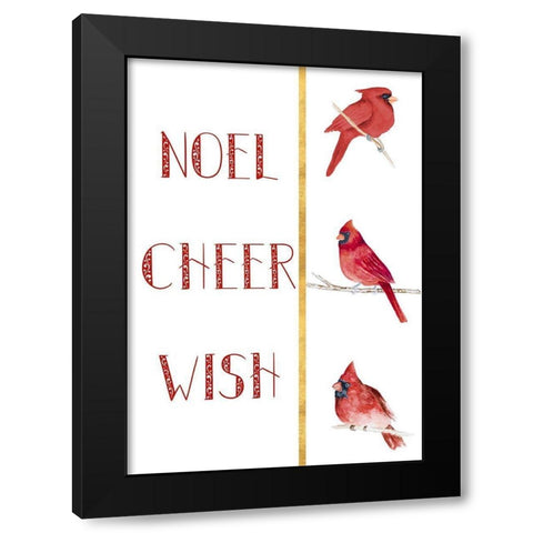 Peace Joy Merry Cardinals Black Modern Wood Framed Art Print by Gaynor, Janice
