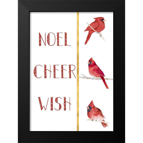 Peace Joy Merry Cardinals Black Modern Wood Framed Art Print by Gaynor, Janice