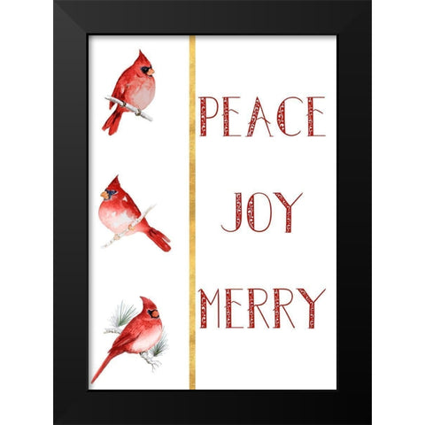 Peace Joy Merry Cardinals Black Modern Wood Framed Art Print by Gaynor, Janice