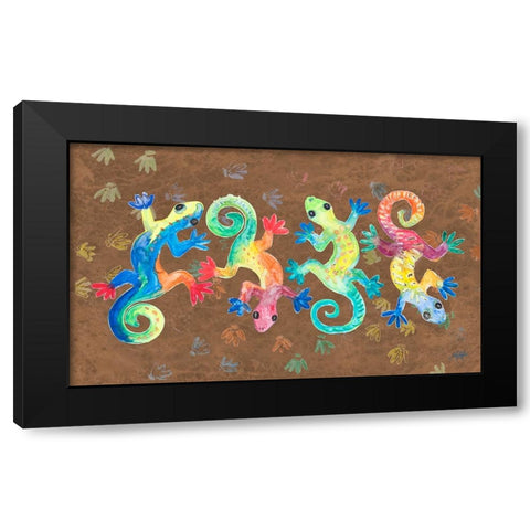 Watercolor Geckos Black Modern Wood Framed Art Print by DeRice, Julie