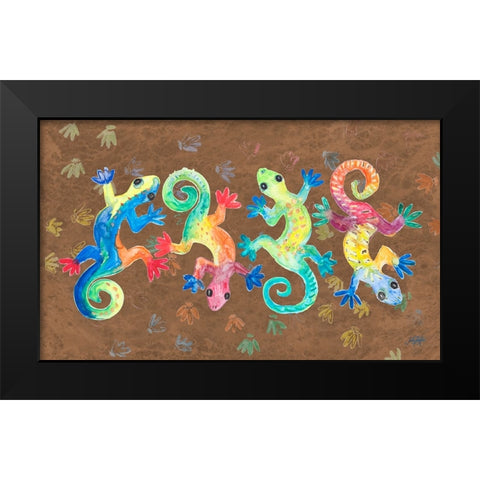Watercolor Geckos Black Modern Wood Framed Art Print by DeRice, Julie