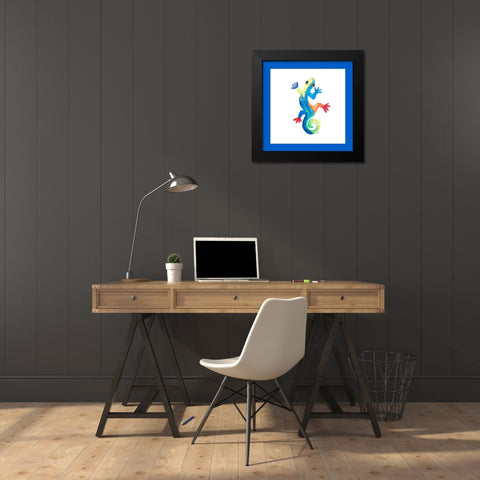 Watercolor Gecko Square I Black Modern Wood Framed Art Print by DeRice, Julie