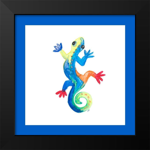 Watercolor Gecko Square I Black Modern Wood Framed Art Print by DeRice, Julie