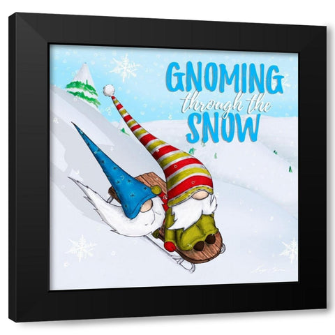 Ski Gnomes II Black Modern Wood Framed Art Print with Double Matting by Edwins, Hugo