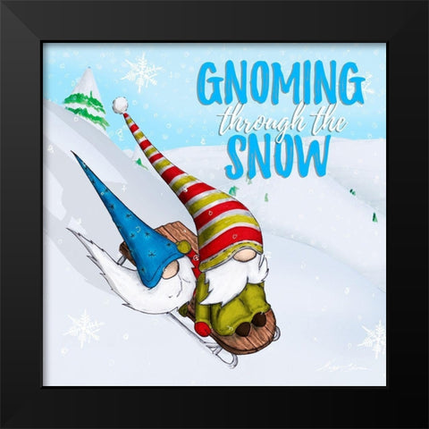 Ski Gnomes II Black Modern Wood Framed Art Print by Edwins, Hugo